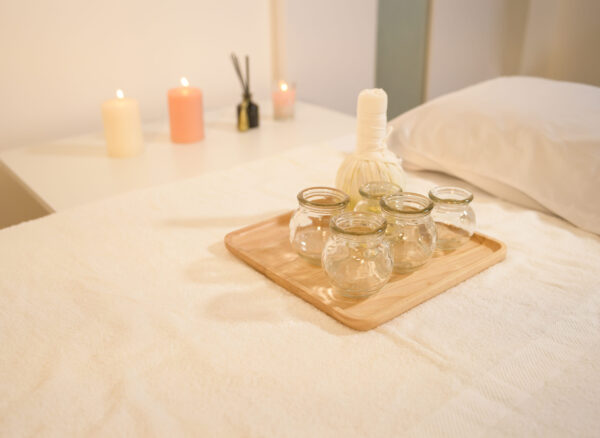 Background of cupping treatment by  therapist Clinic