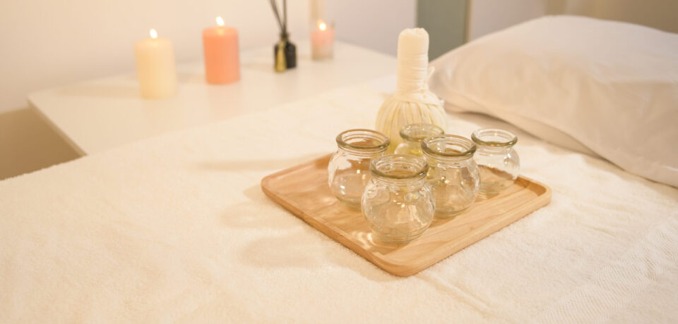 Background of cupping treatment by  therapist Clinic